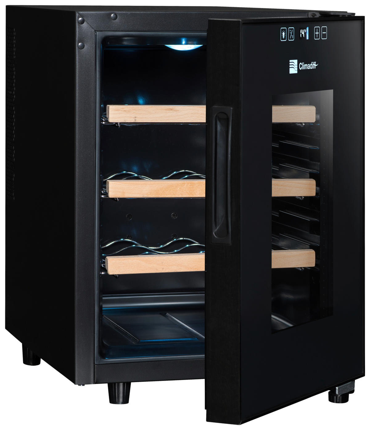 WEINKÜHLSCHRANK CC12F  - Schwarz, Basics, Glas/Holz (48/34,5/46cm)