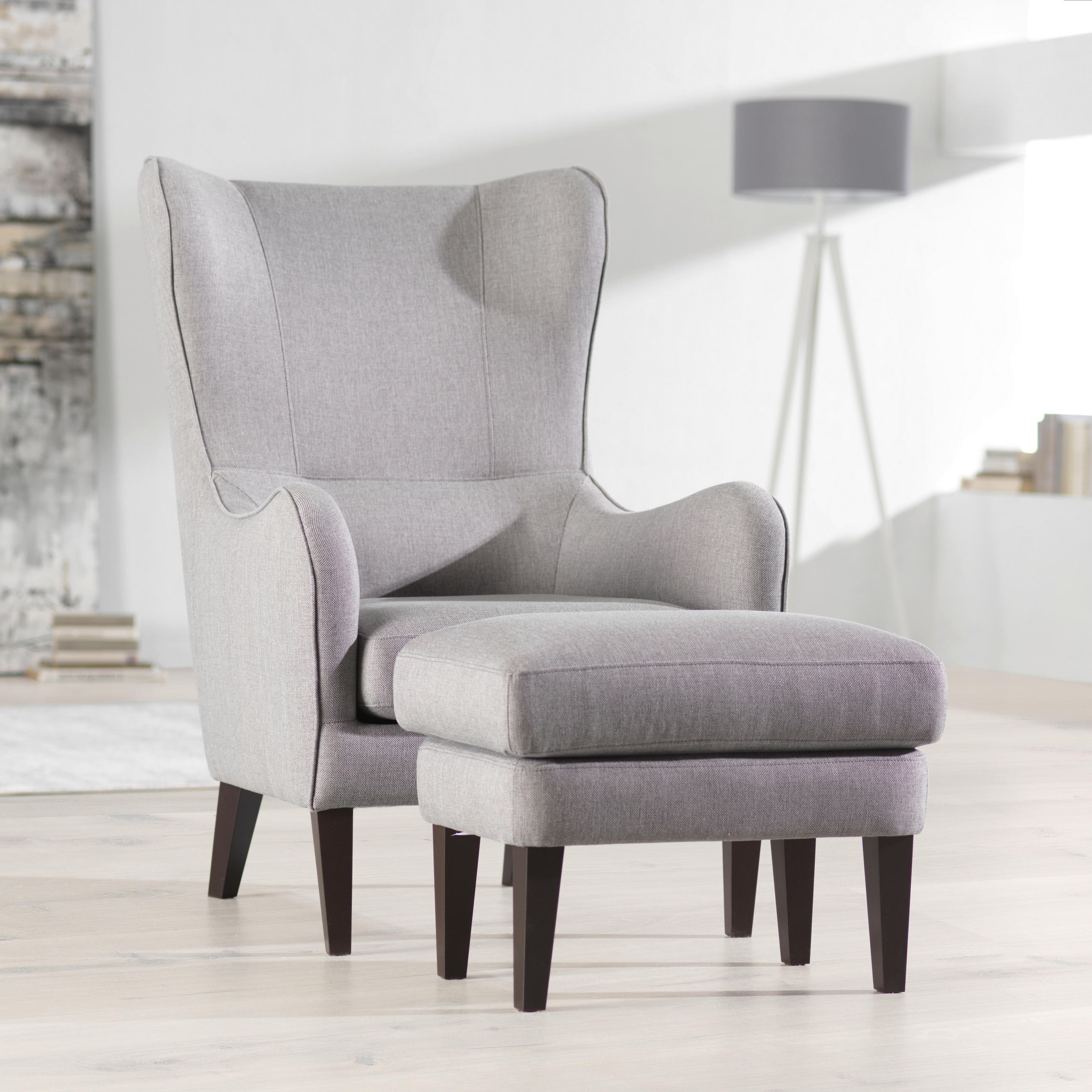 FOTELJ Z OPORO ZA GLAVO,  umazano rjava tekstil - barve wenge/umazano rjava, Design, tekstil/les (73/110/96cm) - Cantus