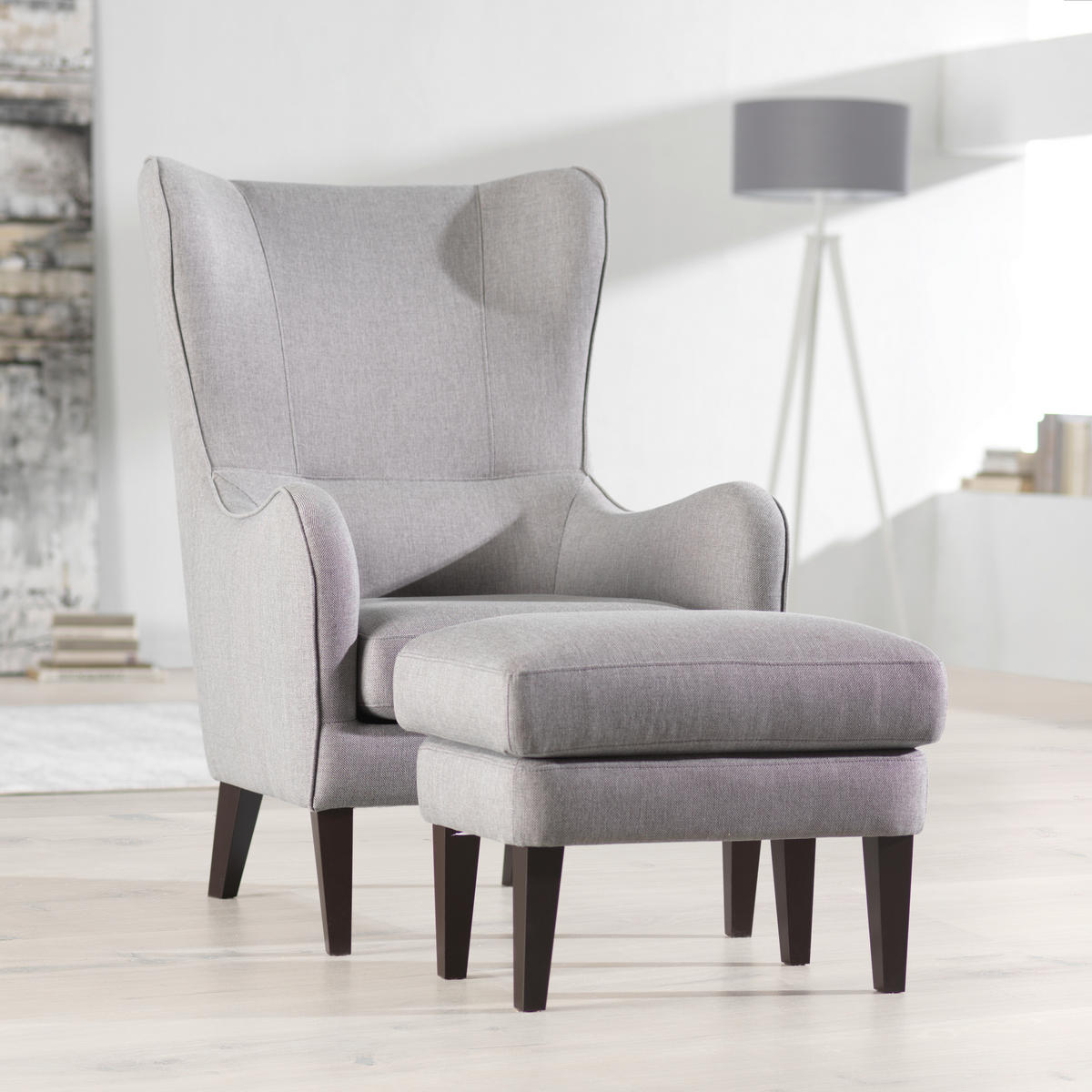 FOTELJ Z OPORO ZA GLAVO,  umazano rjava tekstil - barve wenge/umazano rjava, Design, tekstil/les (73/110/96cm) - Cantus