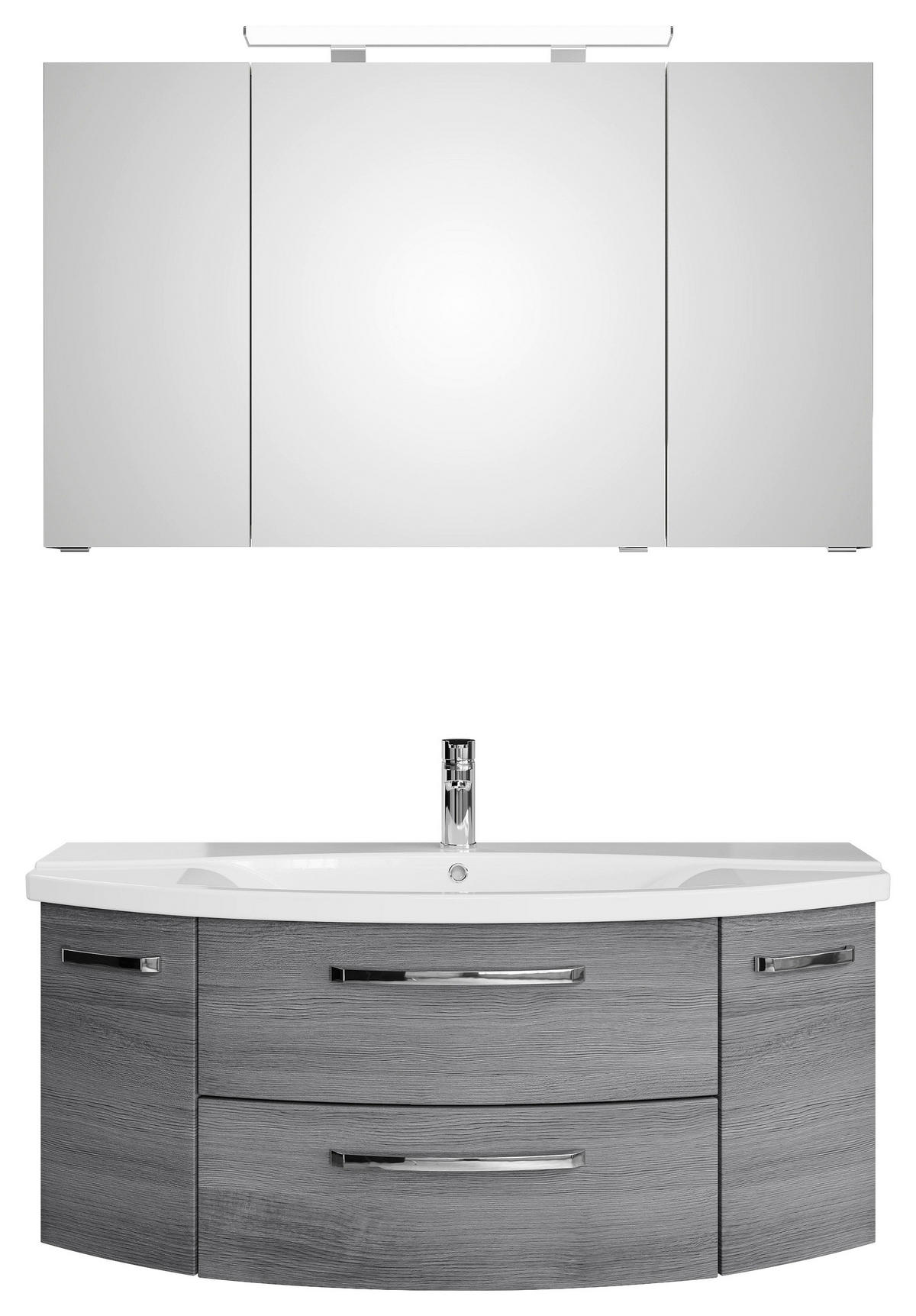 BADEZIMMER 3-teilig  in 120,5 cm  - Chromfarben/Graphitfarben, MODERN, Glas/Keramik (120,5cm) - Sadena