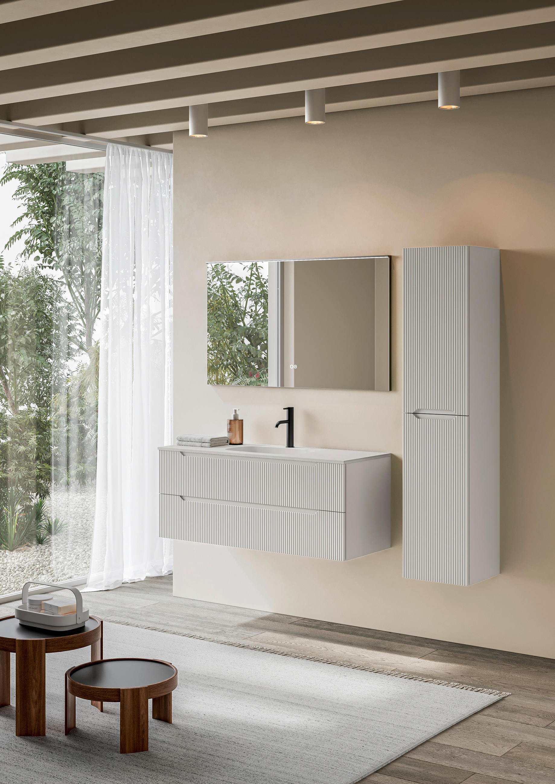 BADEZIMMER 3-teilig  in 120 cm  - Weiß, KONVENTIONELL, Holzwerkstoff/Stein (120cm) - Belluti