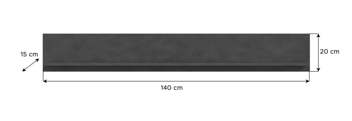 POLICA ZIDNA antracit, prirodne boje  drvni materijal  - prirodne boje/antracit, Design, drvni materijal (140/20/15cm) - Modern Living