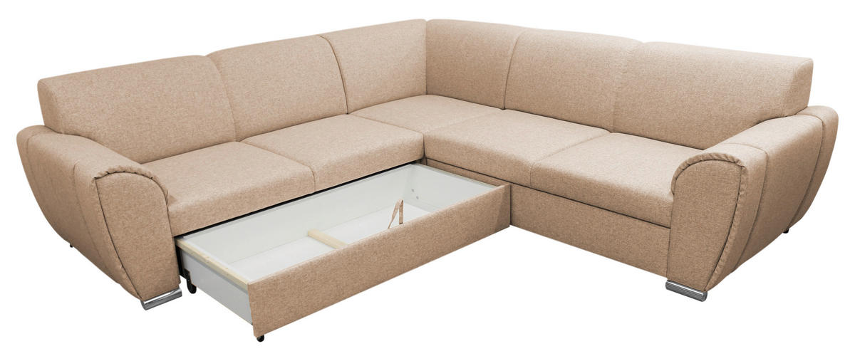 ECKSOFA in Flachgewebe Beige  266/266 cm  - Beige/Silberfarben, Design, Kunststoff/Textil (266/266cm) - Livetastic