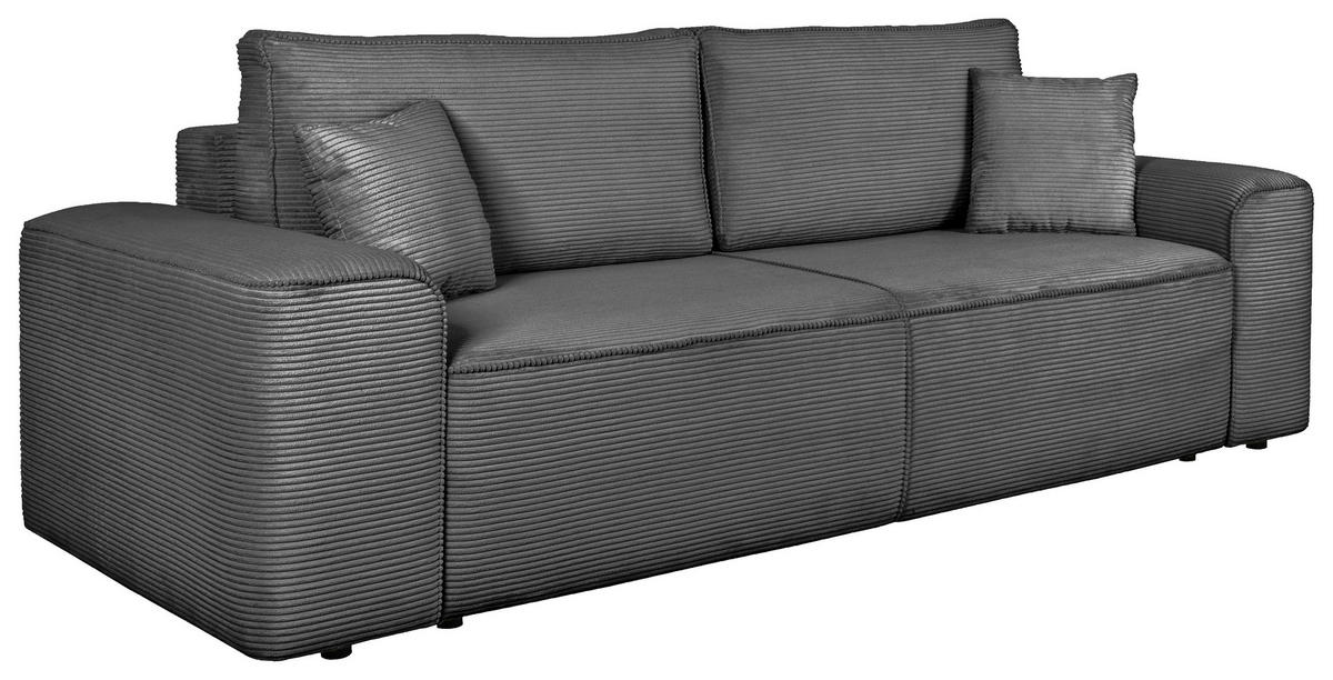 SCHLAFSOFA  mit Rücken echt, Armteil links, Armteil rechts Cord Anthrazit  - Anthrazit/Schwarz, Design, Kunststoff/Textil (261/95/108cm) - Xora