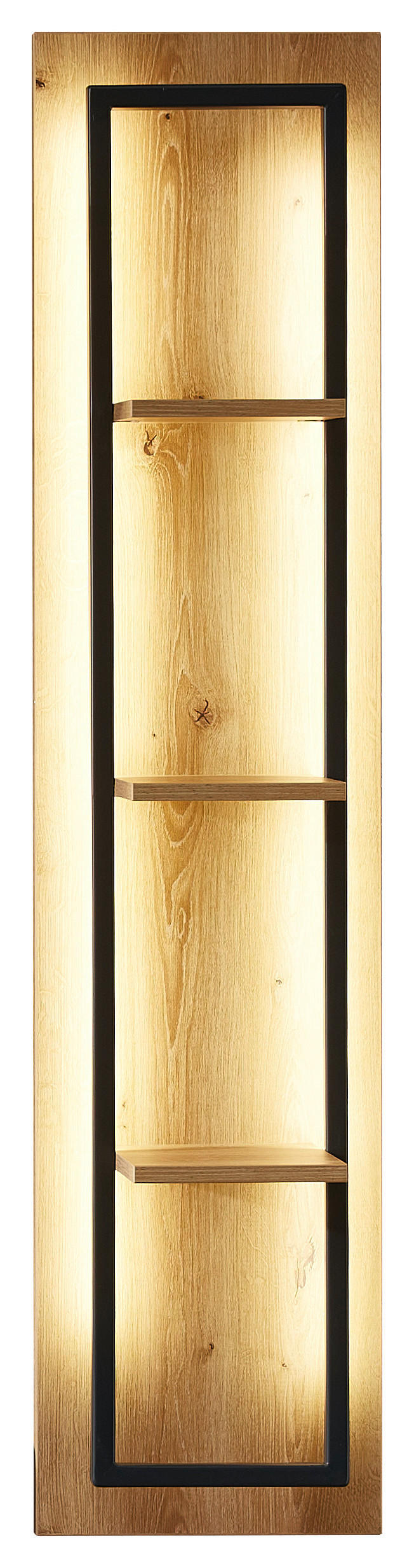 WANDREGAL Wildeiche massiv Anthrazit, Eichefarben - Eichefarben/Anthrazit, Natur, Holz/Holzwerkstoff (30/130/18cm)