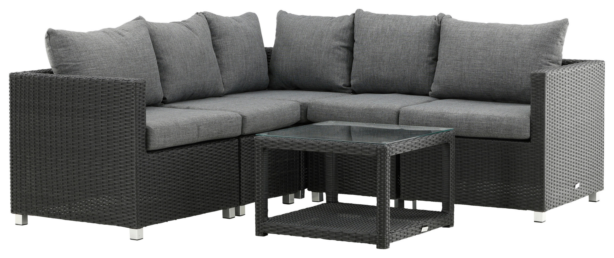LOUNGEGRUPP  - svart/grå, Klassisk, glas/textil - Gardenson