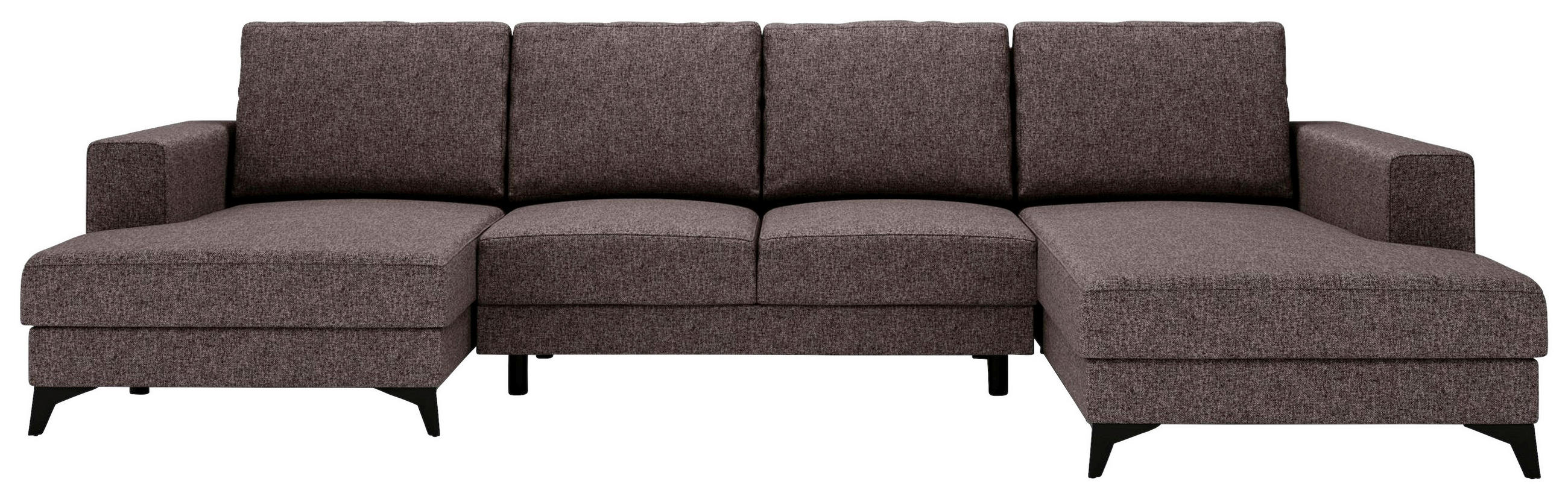 WOHNLANDSCHAFT in Flachgewebe Braun  - Schwarz/Braun, Design, Textil/Metall (156/339/190cm) - Livetastic