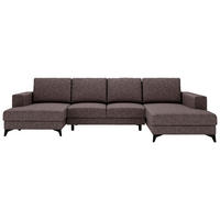 WOHNLANDSCHAFT in Flachgewebe Braun  - Schwarz/Braun, Design, Textil/Metall (156/339/190cm) - Livetastic