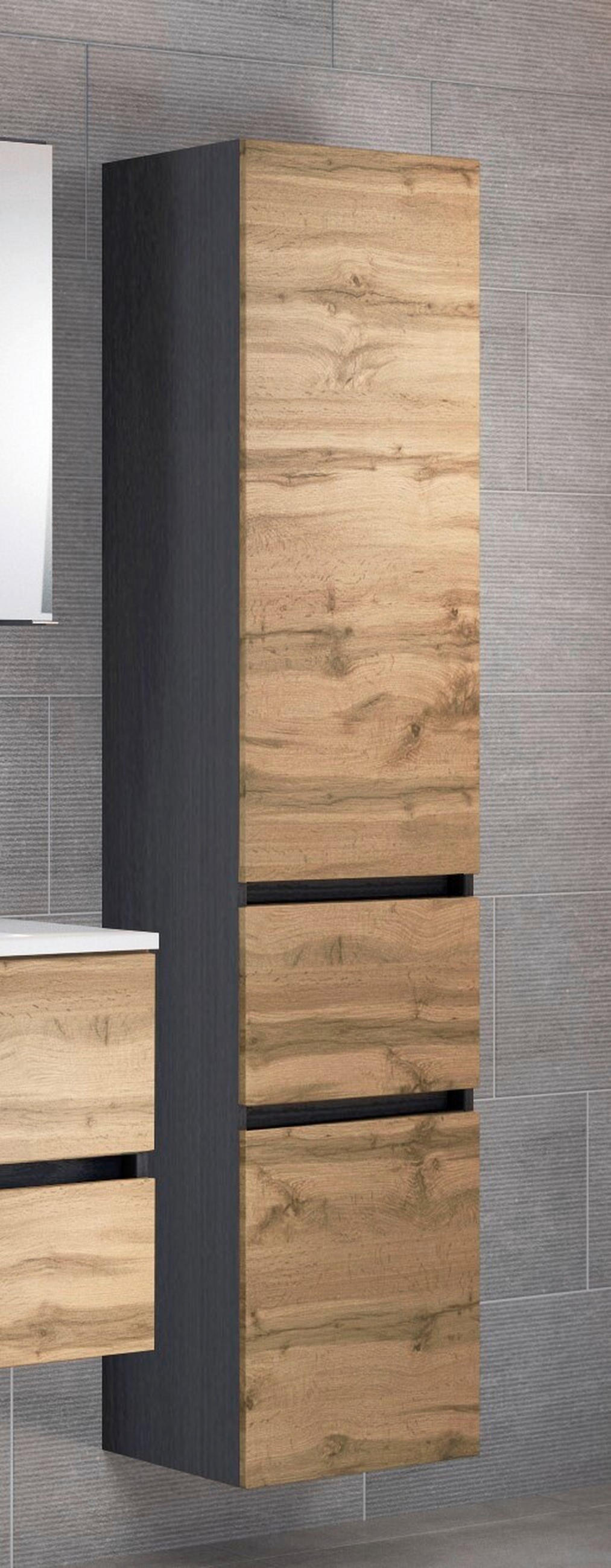 HOCHSCHRANK 40/180/35 cm  - Silberfarben/Eiche Wotan, Design, Holzwerkstoff/Kunststoff (40/180/35cm) - Held