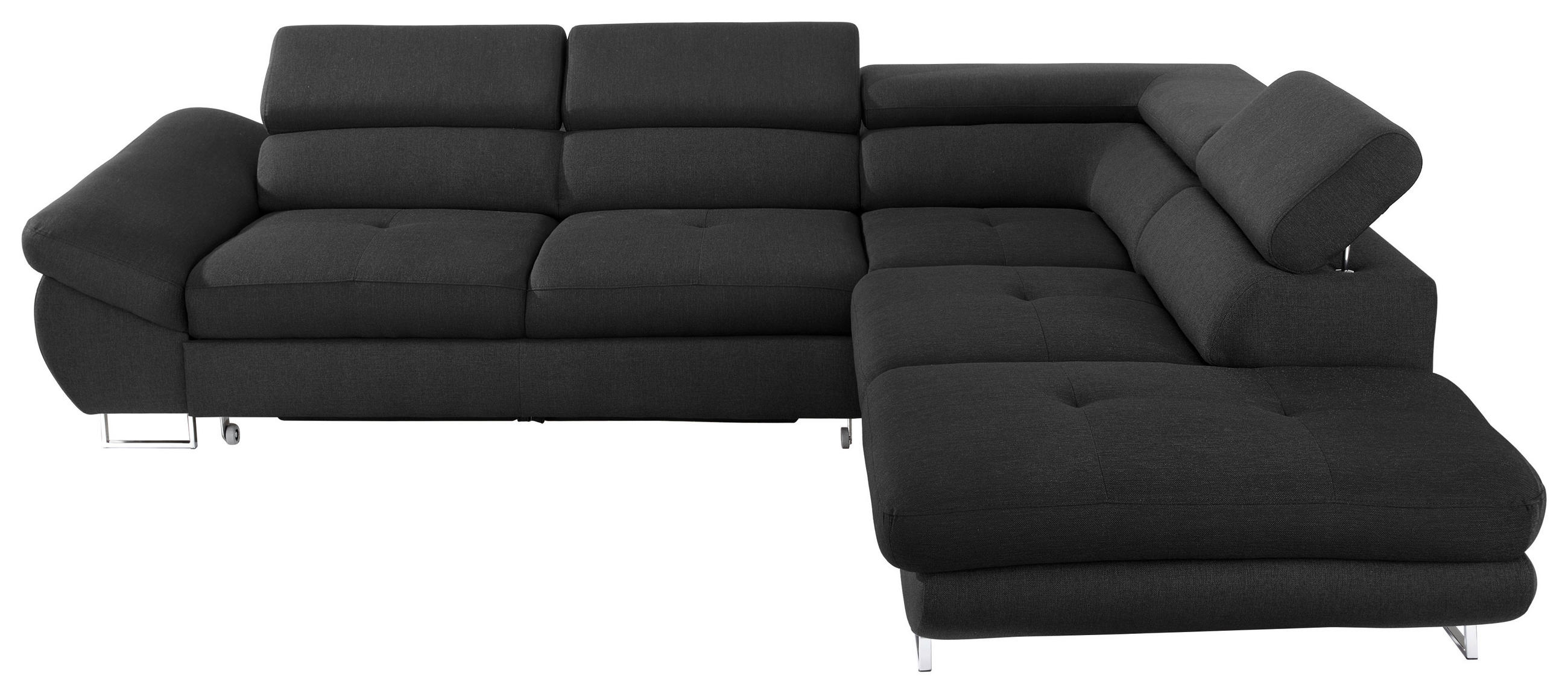 KOTNA SEDEŽNA GARNITURA, tkanina črna  - črna, Design, kovina/tekstil (280/235cm) - Hom`in