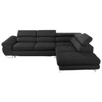 KOTNA SEDEŽNA GARNITURA, tkanina črna  - črna, Design, kovina/tekstil (280/235cm) - Hom`in