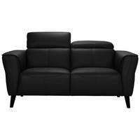2-SITZER-SOFA Schwarz Echtleder  - Schwarz, KONVENTIONELL, Leder/Holz (164/92,5/96,5cm) - MID.YOU
