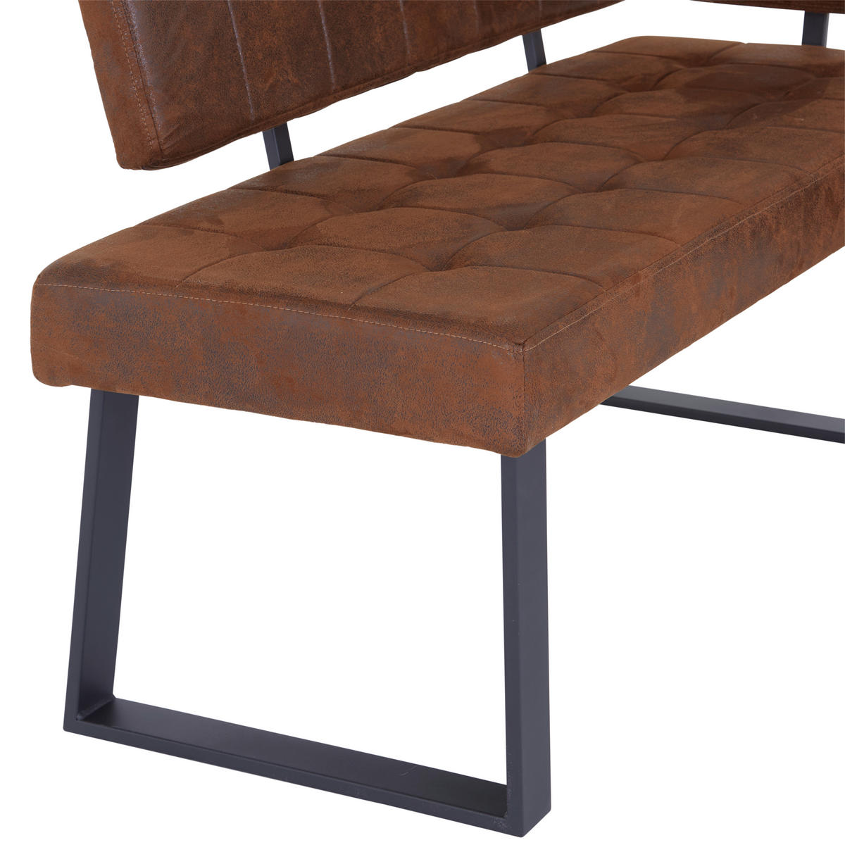 ECKBANK in Metall, Textil Braun  - Schwarz/Braun, Modern, Textil/Metall (134/185cm) - MID.YOU