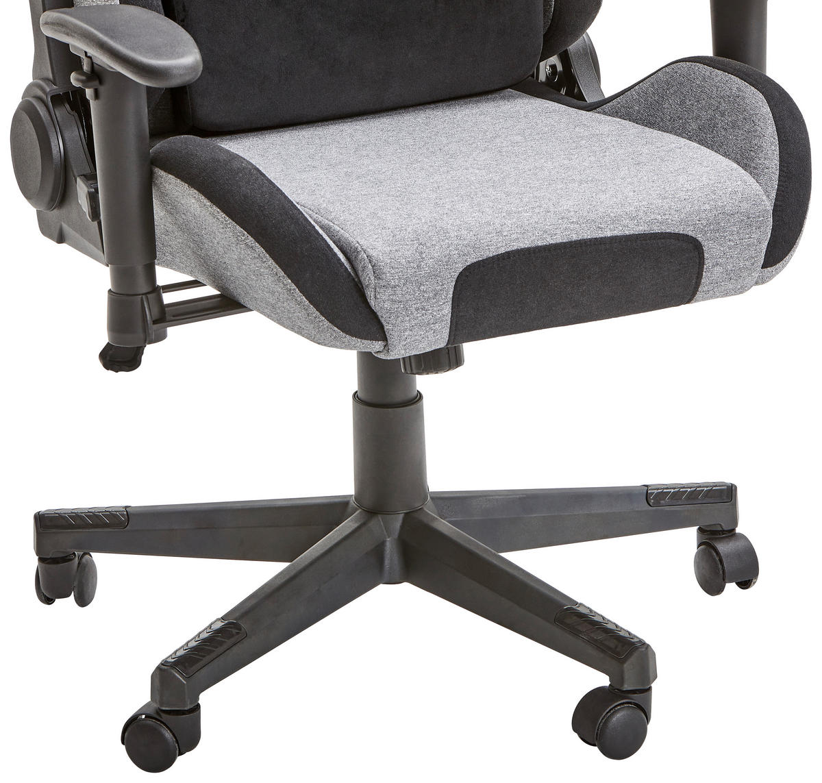 GAMINGSTUHL  in Samt, Webstoff Grau, Schwarz  - Schwarz/Grau, MODERN, Kunststoff/Textil (55/127/68cm) - Livetastic