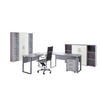 BÜRO erweiterbar, in verschiedenen Holz-Dekoren erhältlich, Schreibtisch seitenverkehrt montierbar, abschließbar Grau, Weiß - Weiß/Grau, MODERN, Holzwerkstoff - MID.YOU