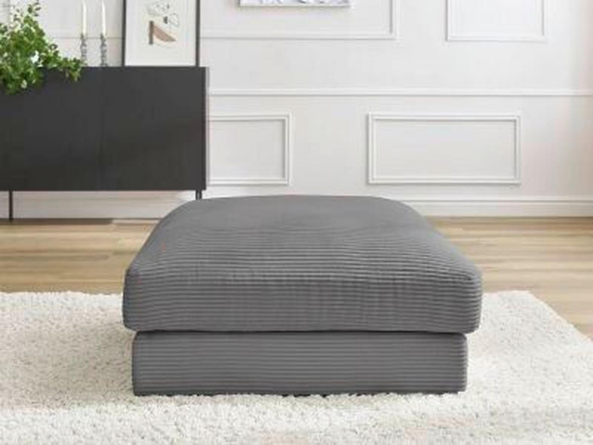 HOCKER LEONARD Cord Dunkelgrau  - Dunkelgrau/Schwarz, MODERN, Kunststoff/Textil (86/43/86cm)