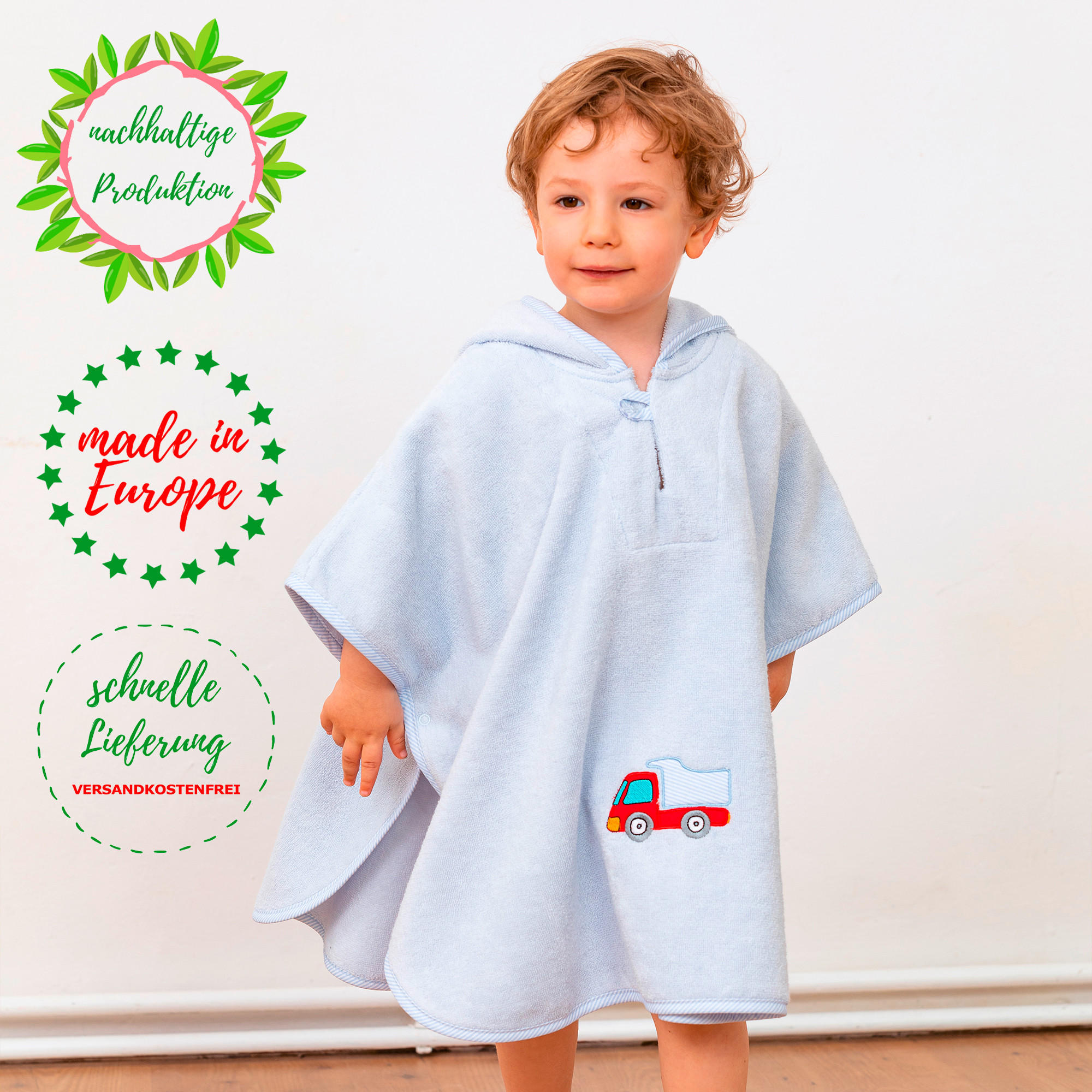KAPUZENBADETUCH 100/100 cm    - Hellblau, Basics, Textil (100/100cm)