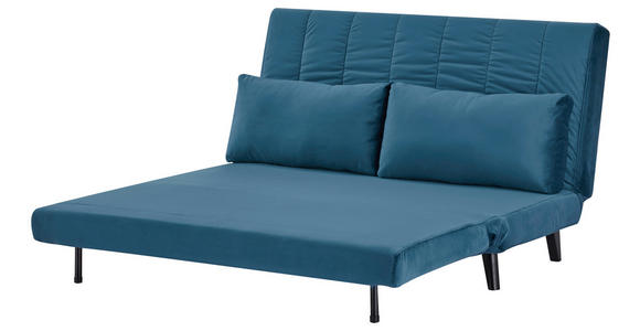 SCHLAFSOFA Samt Dunkelblau - Schwarz/Dunkelblau, Design, Holz/Textil (143/82/91cm) - Carryhome
