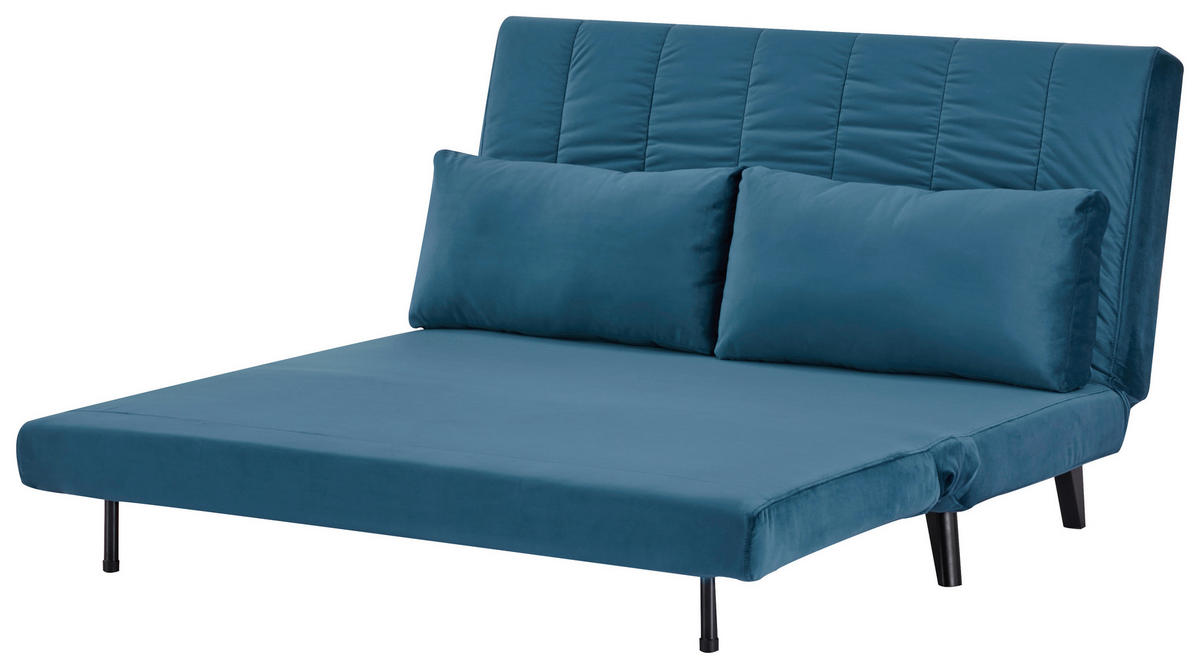 SCHLAFSOFA Samt Dunkelblau  - Schwarz/Dunkelblau, Design, Holz/Textil (143/82/91cm) - Carryhome