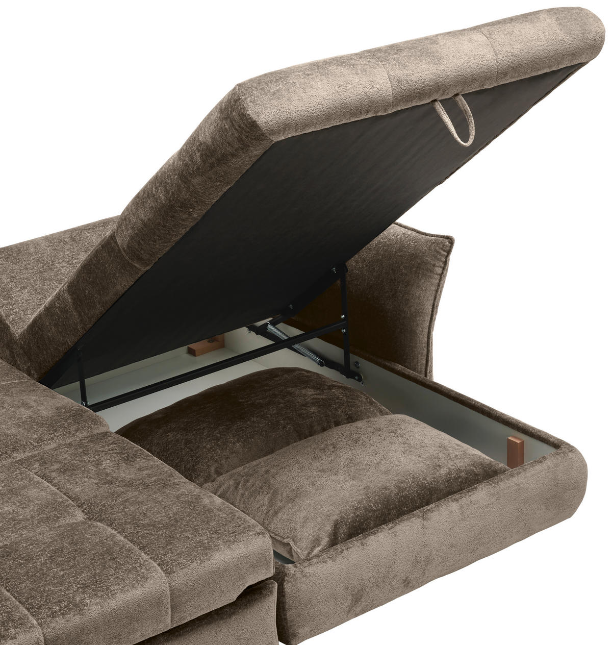 ECKSOFA in Chenille Beige  - Beige/Schwarz, Konventionell, Kunststoff/Textil (180/275cm) - Stylife