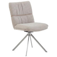 STUHL  Beinauswahl, Stoffauswahl, Sitzfläche 360° drehbar, automatische Rückholfunktion Mikrofaser  Naturfarben  - Edelstahlfarben/Naturfarben, Design, Textil/Metall (49/86/63cm) - Valdera