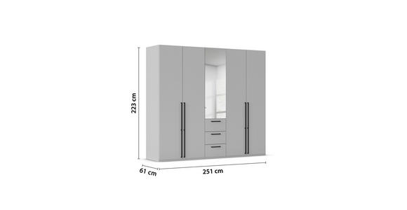 DREHTÜRENSCHRANK 251/223/61 cm,  in Weiß, Weiß Hochglanz, 5-türig  - Chromfarben/Weiß Hochglanz, Basics, Glas/Holzwerkstoff (251/223/61cm) - Novel