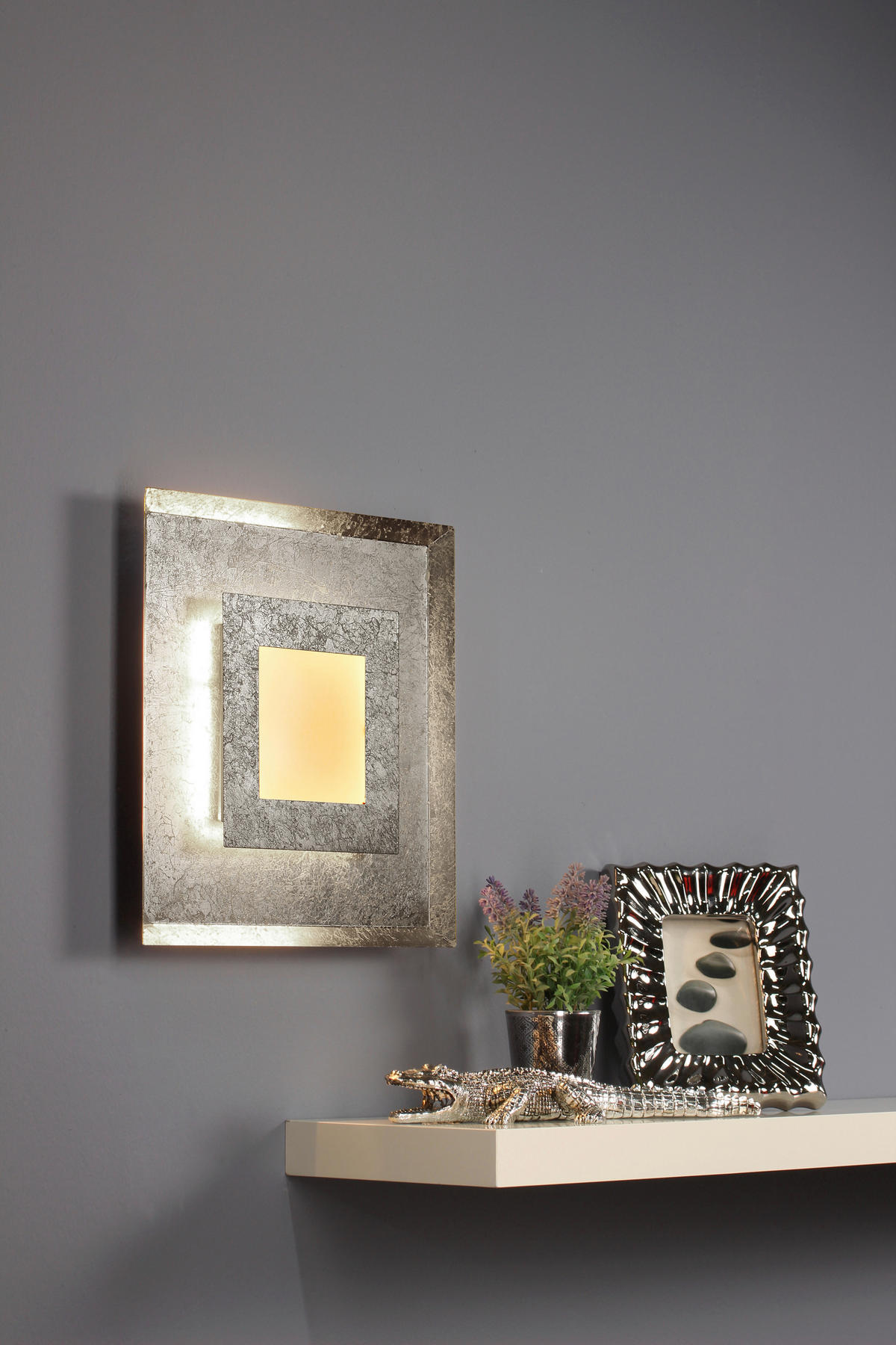 LED-WANDLEUCHTE Window 39/39/5,5 cm   - Silberfarben, Basics, Metall (39/39/5,5cm)