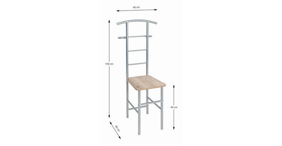 HERRENDIENER Silberfarben, Eichefarben  - Eichefarben/Silberfarben, Design, Holzwerkstoff/Metall (46/109/46cm) - Carryhome