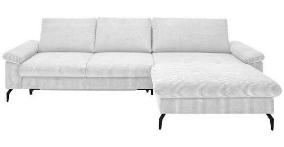 ECKSOFA in Cord, Velours Silberfarben - Silberfarben/Schwarz, MODERN, Textil/Metall (180/302cm) - Venda