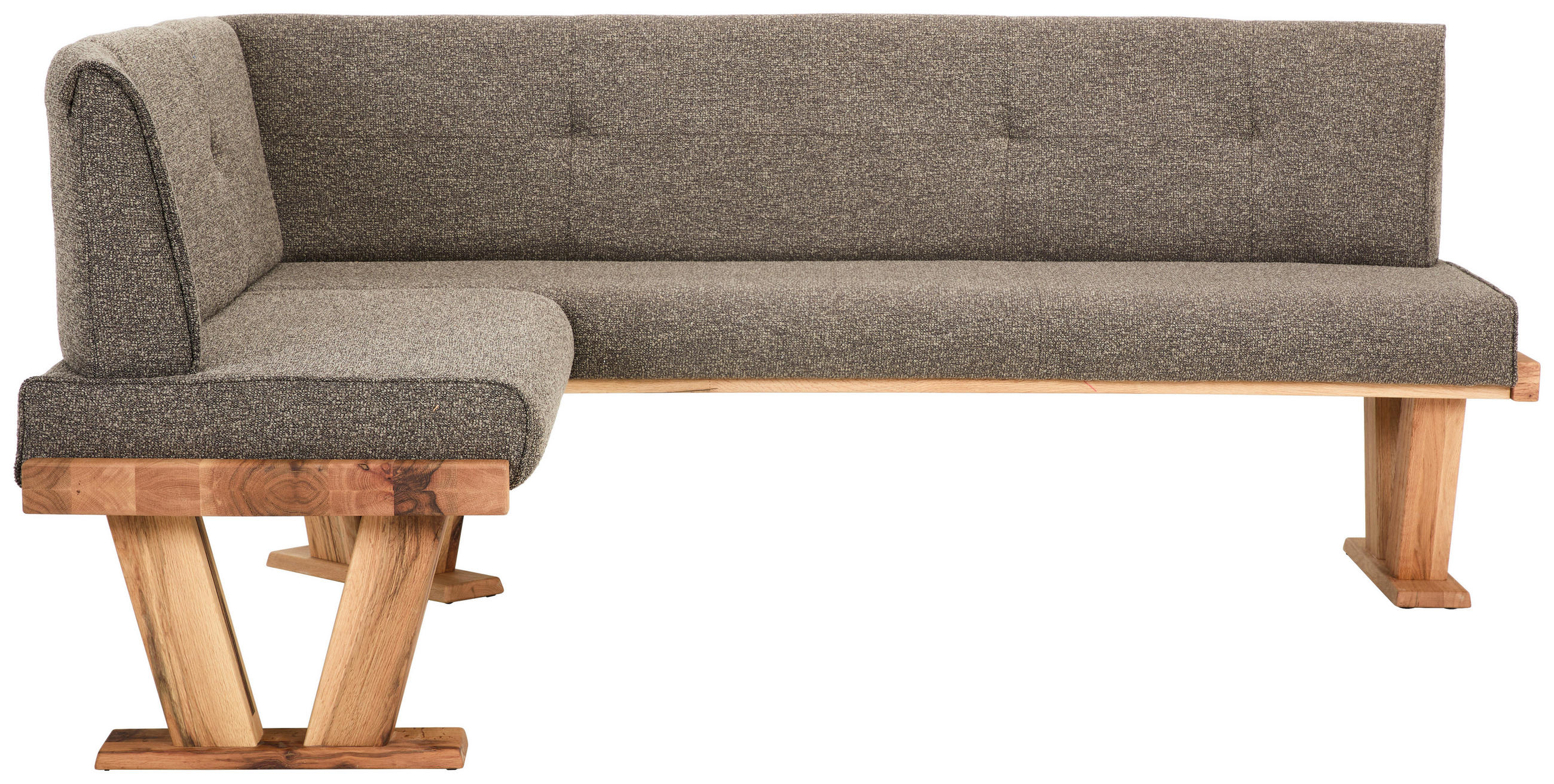 ECKBANK 155/205 cm Jacquard, Flachgewebe Braun Balkeneiche massiv   - Eichefarben/Braun, Natur, Holz/Textil (155/205cm) - Moderano