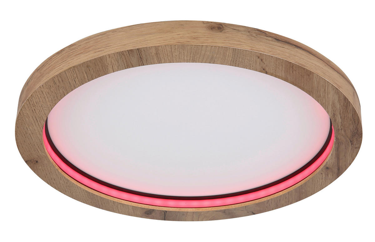 LED-DECKENLEUCHTE 24 W  40/6,5 cm    - Dunkelbraun/Opal, Natur, Holzwerkstoff/Kunststoff (40/6,5cm) - Globo