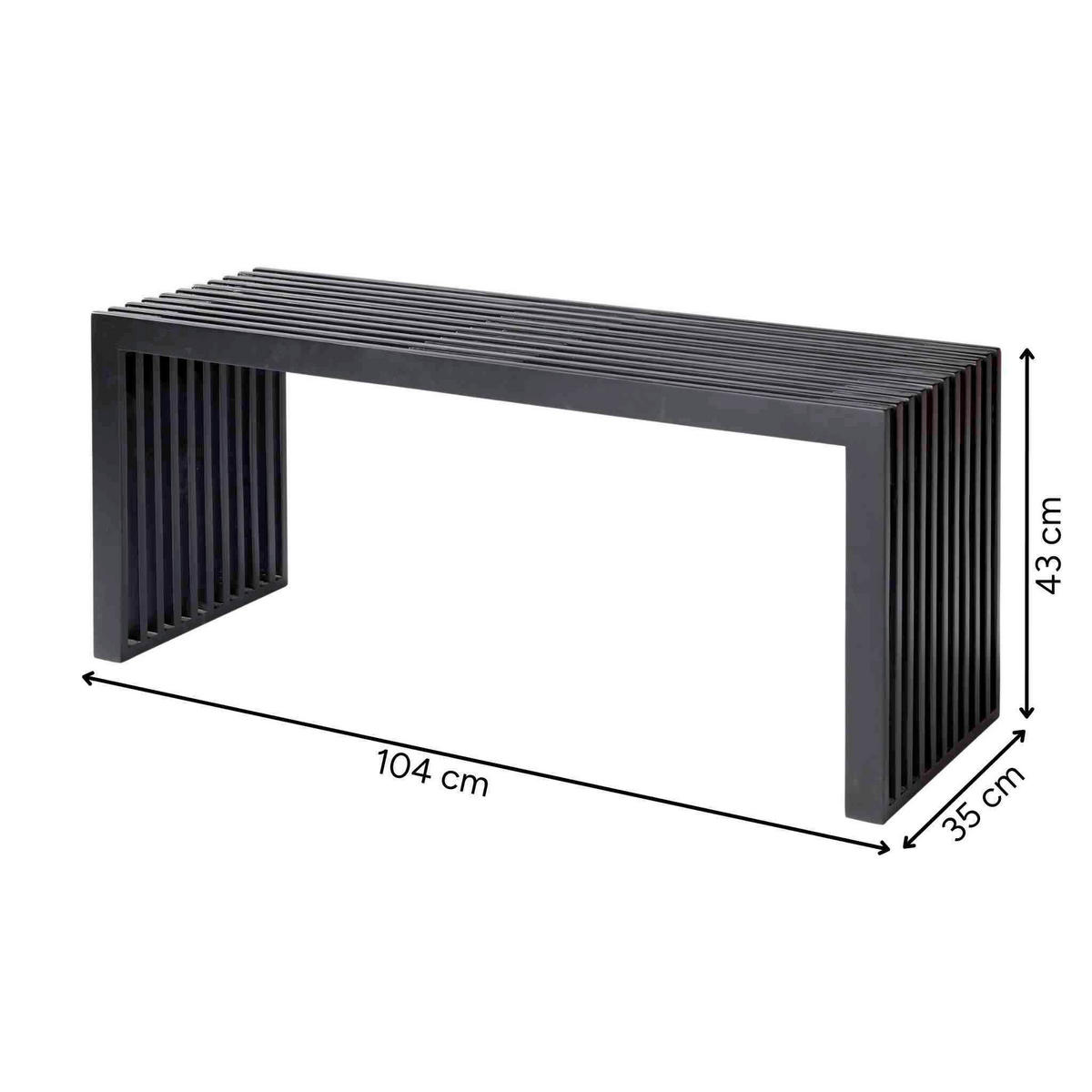 SITZBANK 104/43/35 cm Schwarz Mahagoni vollmassiv  - Schwarz, KONVENTIONELL, Holz (104/43/35cm) - MID.YOU