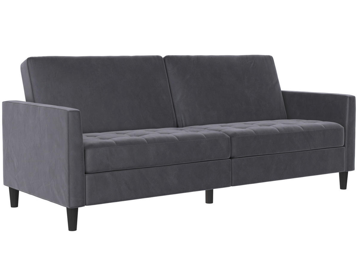 SCHLAFSOFA PALERMO in Velours Dunkelgrau Vintage, Skandinavisch, Modern, Landhaus  - Dunkelgrau/Schwarz, Basics, Kunststoff/Textil (207/86/86cm) - Livetastic