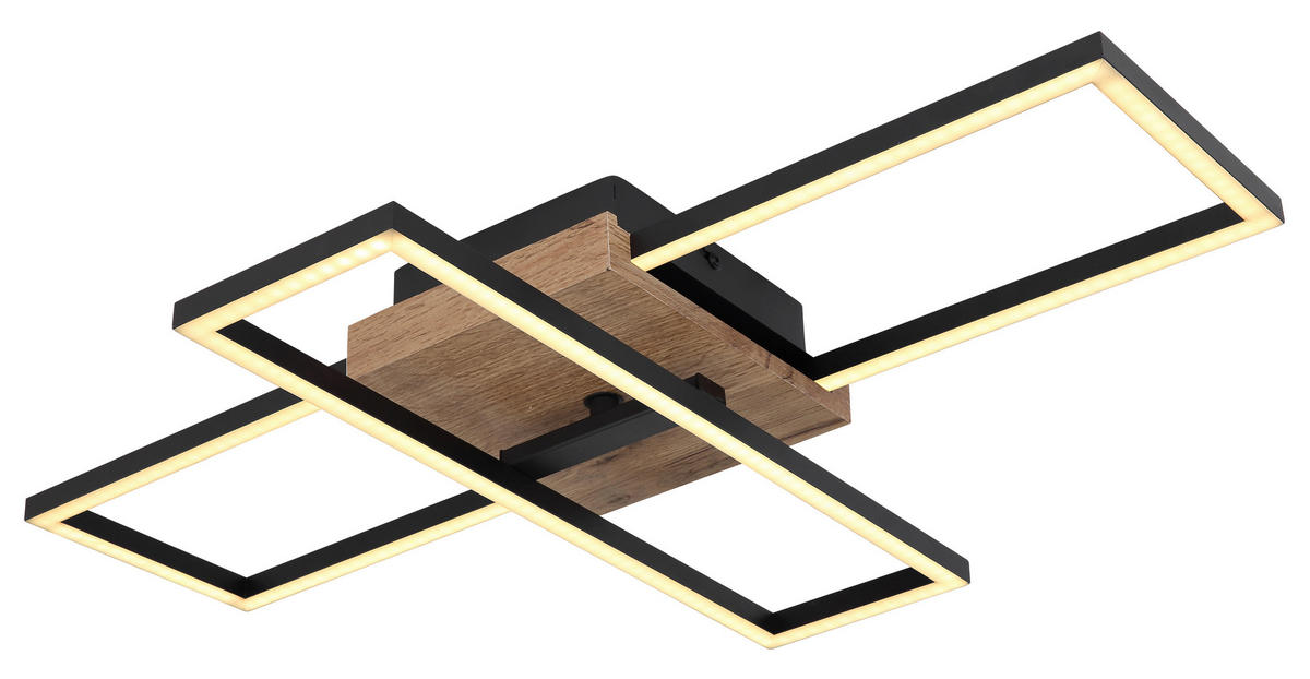 LED-DECKENLEUCHTE 60/15/10 cm   - Dunkelbraun/Schwarz, Design, Holzwerkstoff/Kunststoff (60/15/10cm) - Globo
