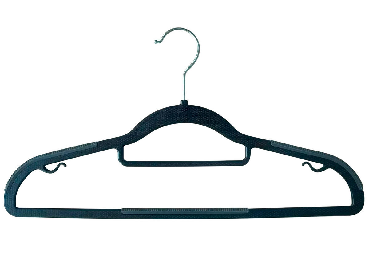 SADA ŠATNÍCH RAMÍNEK - černá, Basics, plast (41,5/0,5/21,5cm) - Homeware