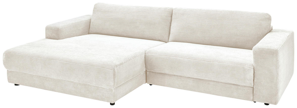 ECKSOFA in Cord Creme  - Creme/Schwarz, Design, Kunststoff/Textil (168/296cm) - Pure Home Lifestyle