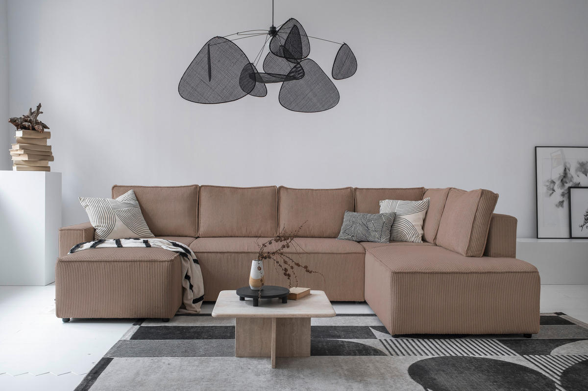 SJEDEĆA GARNITURA tekstil  taupe   - crna/taupe, Design, tekstil/plastika (156/322/194cm) - MID.YOU