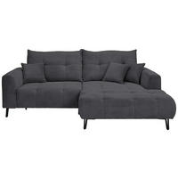 ECKSOFA in Cord Anthrazit  250/175 cm  - Anthrazit/Schwarz, KONVENTIONELL, Textil/Metall (250/175cm) - Carryhome