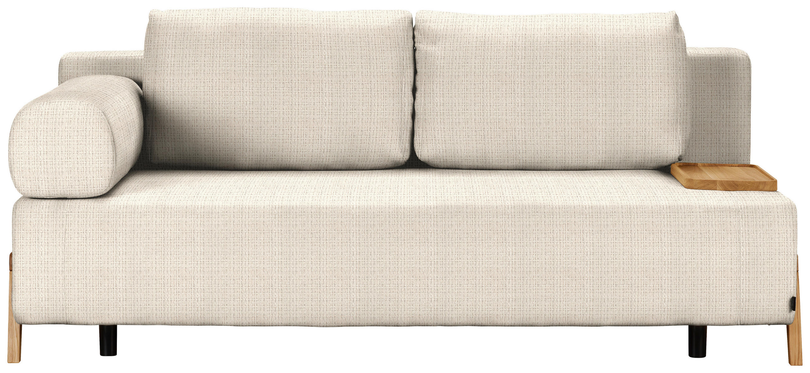 SCHLAFSOFA  mit Stoffauswahl, Armlehnen seitenverkehrt montierbar, Armteil links Chenille Beige  - Beige/Naturfarben, Design, Holz/Textil (211/88/102cm) - Niels Andersson