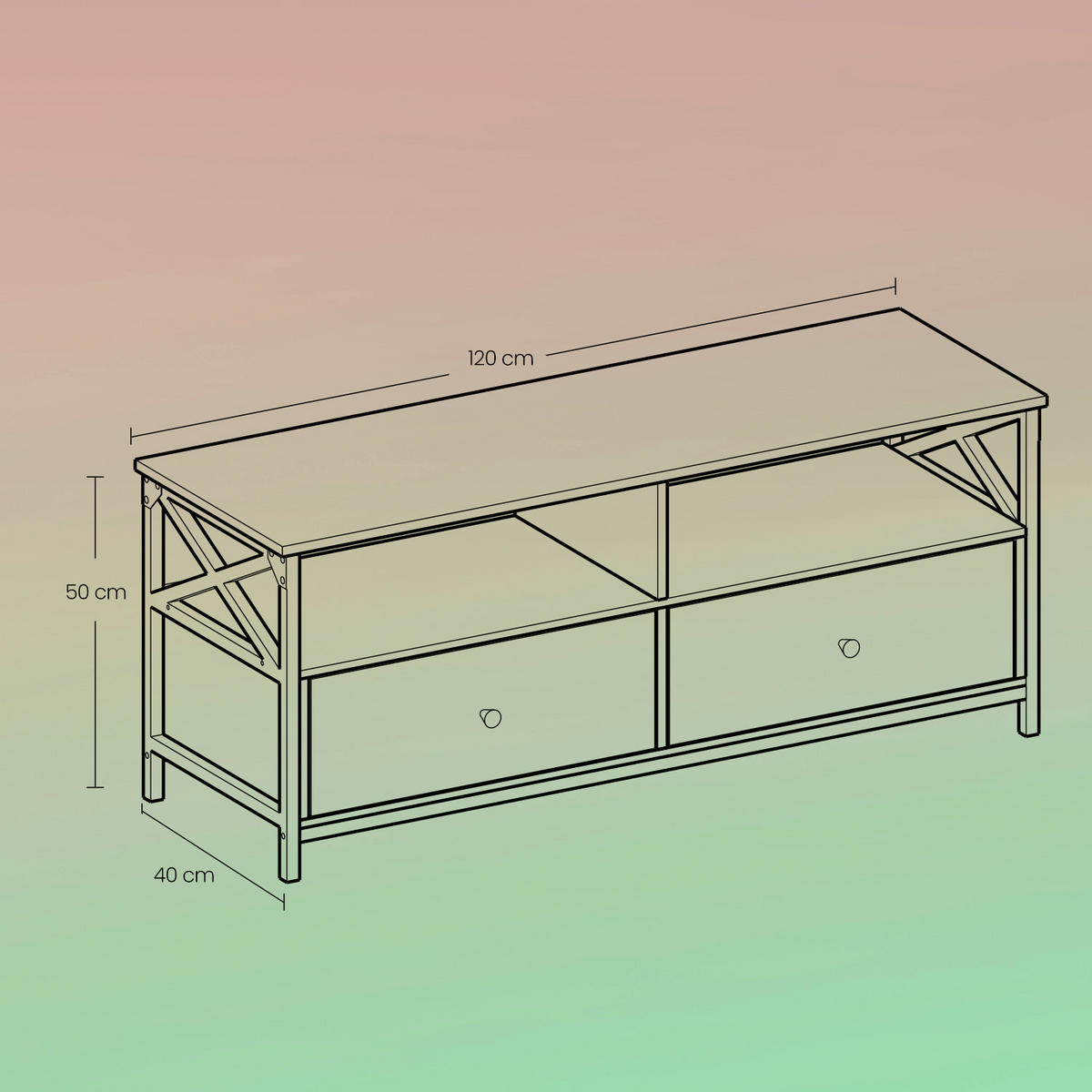 TV-ELEMENT 120/50/40 cm  - Dunkelbraun/Schwarz, MODERN, Holzwerkstoff/Metall (120/50/40cm) - MID.YOU