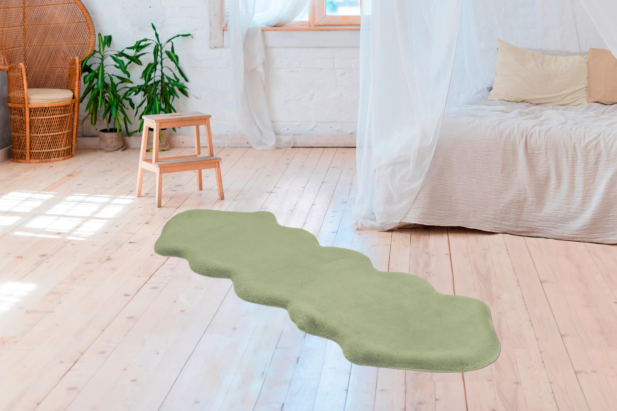 HOCHFLORTEPPICH 60/180 cm Rabbit Sheepskin 300 Mint Mintgrün  - Mintgrün, KONVENTIONELL, Kunststoff/Textil (60/180cm)