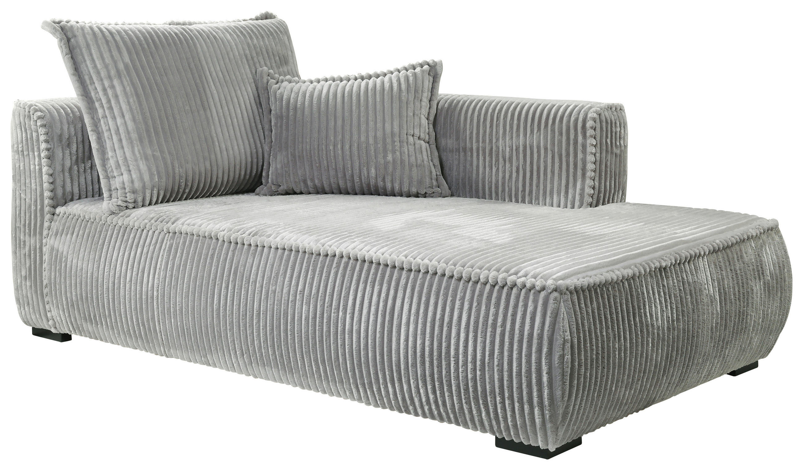 RÉCAMIERE Cord Hellgrau  - Hellgrau/Schwarz, Design, Holz/Textil (207/75/121cm) - MID.YOU