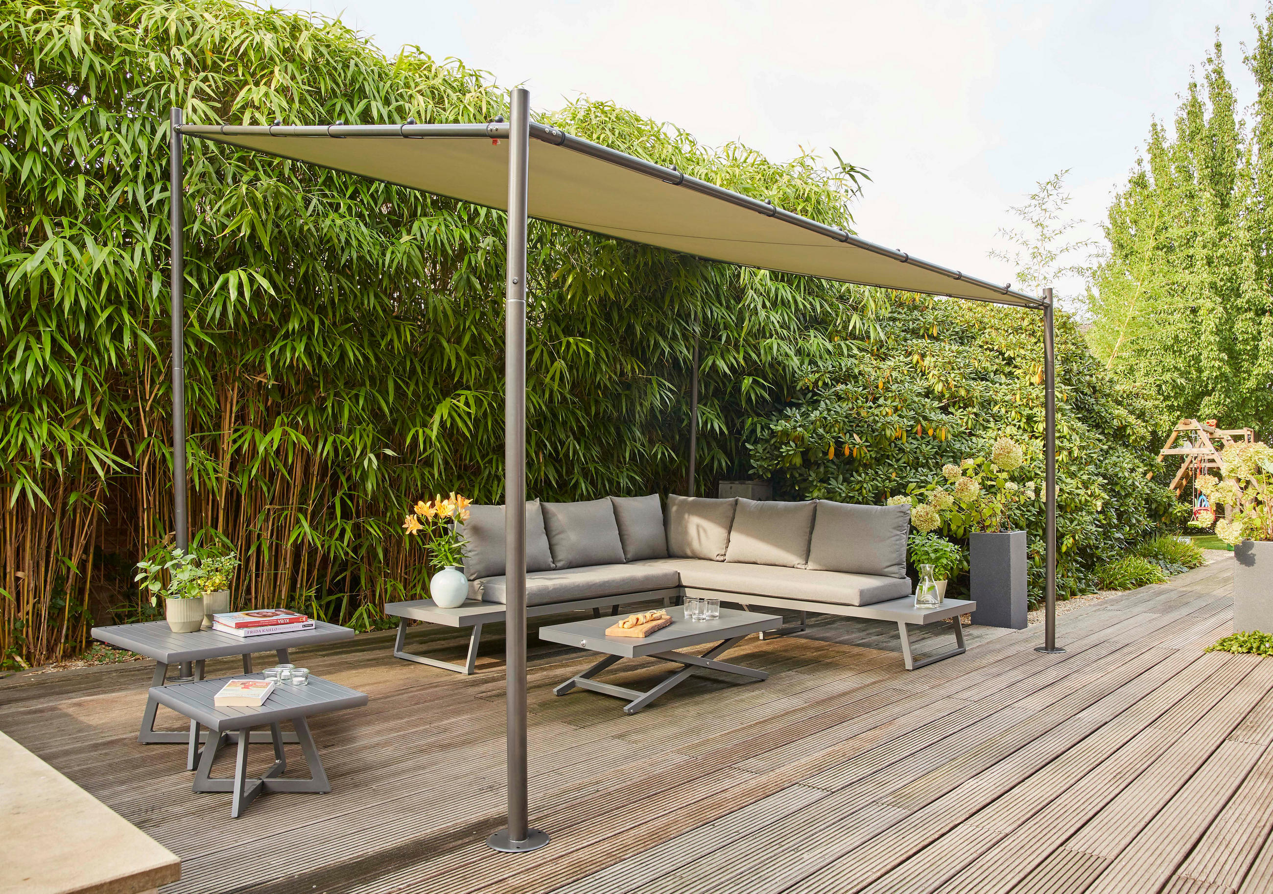 PAVILLON 400/284/300 cm   - Anthrazit/Hellgrau, KONVENTIONELL, Textil/Metall (400/284/300cm) - Siena Garden