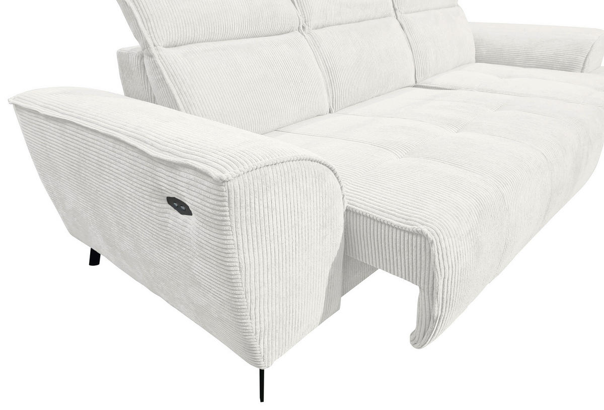 ECKSOFA Creme Cord  - Creme/Schwarz, KONVENTIONELL, Textil/Metall (290/196cm) - Carryhome