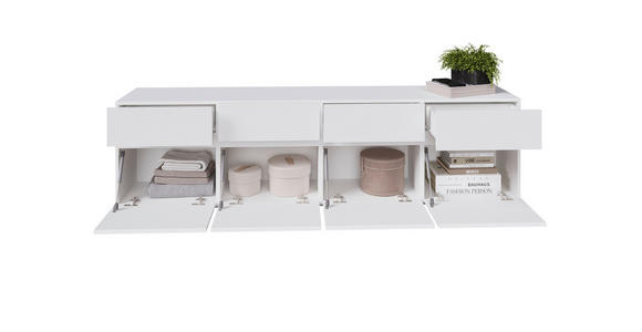 LOWBOARD  200/52,8/40 cm 4 Schublade(n) stehend, in verschiedenen Holzdekoren erhältlich  - Silberfarben/Weiß, Design, Holzwerkstoff (200/52,8/40cm) - Xora