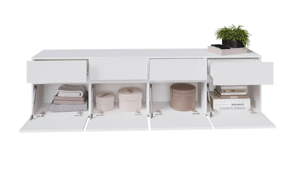 NIZKA OMARICA bela  - srebrne barve/bela, Design, leseni material (200/52,8/40cm) - Xora