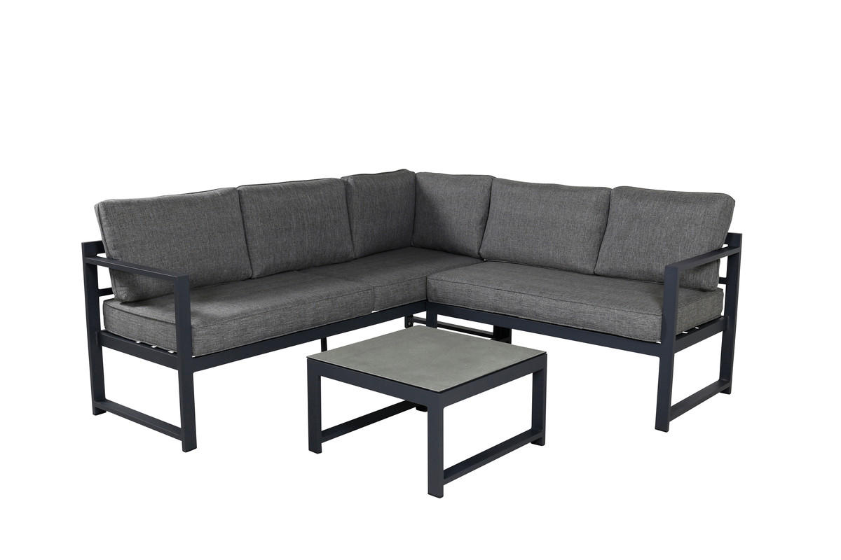 LOUNGEGRUPP 2 delar  - grå/svart, Basics, metall/textil (152/152/76cm)