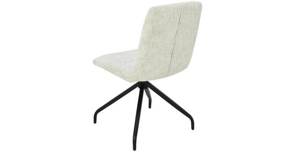 STUHL  Stoffauswahl, Sitzfläche 180° drehbar, automatische Rückholfunktion Leinenoptik  - Beige/Schwarz, Design, Textil/Metall (50/90/63cm) - Carryhome