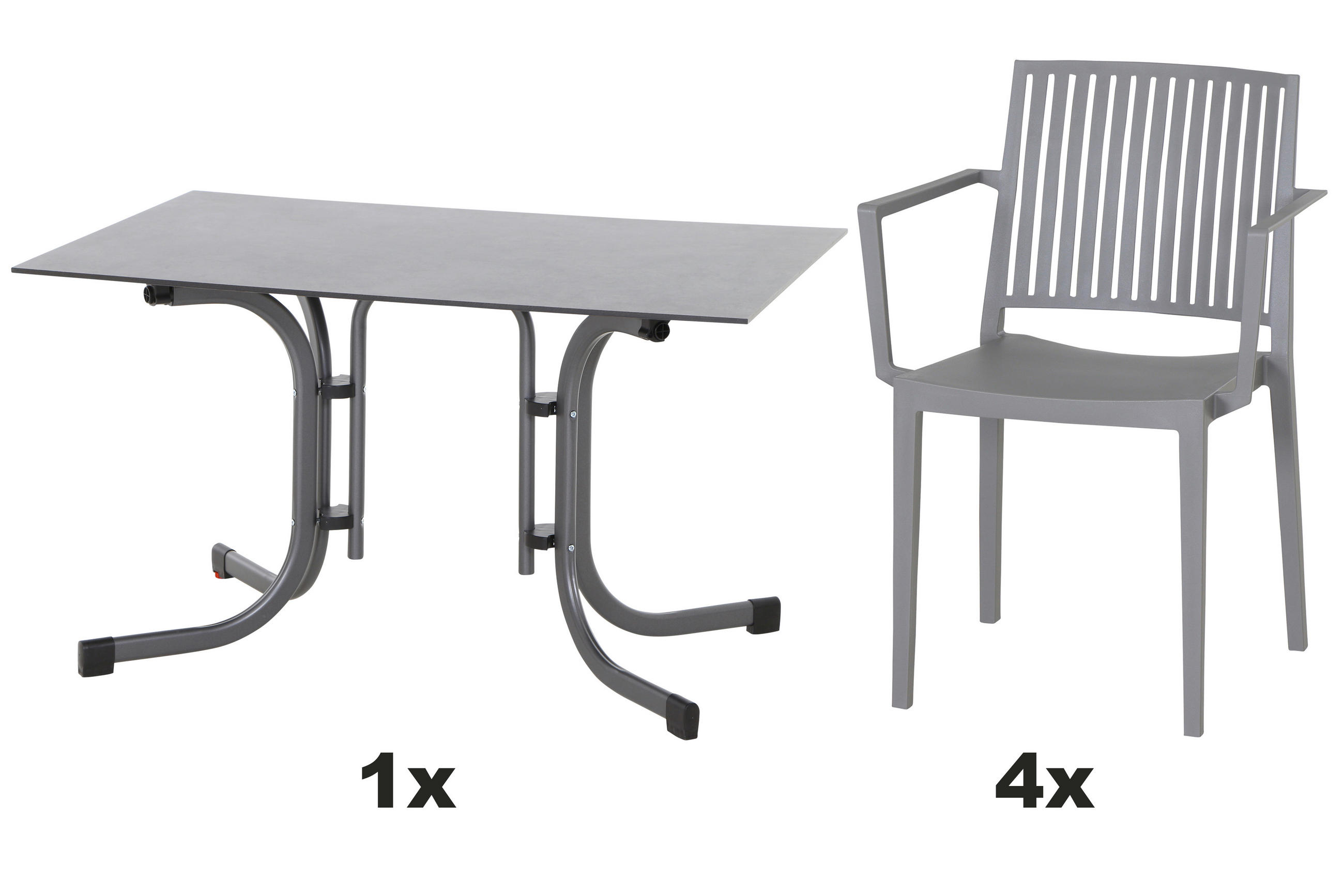 GARTENGARNITUR 5-teilig Stahl 5-teilig  - Anthrazit/Grau, Basics, Kunststoff/Metall (80/8/120cm) - Siena Garden
