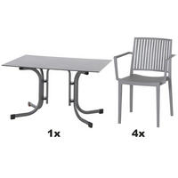 GARTENGARNITUR 5-teilig Stahl 5-teilig  - Anthrazit/Grau, Basics, Kunststoff/Metall (80/8/120cm) - Siena Garden